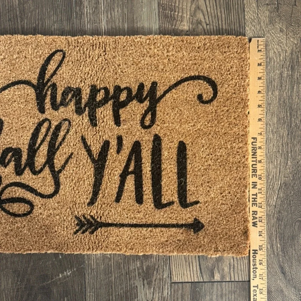 Happy Fall Y'all Doormat 16x24 Natural Fiber Non-Slip Autumn Welcome Mat